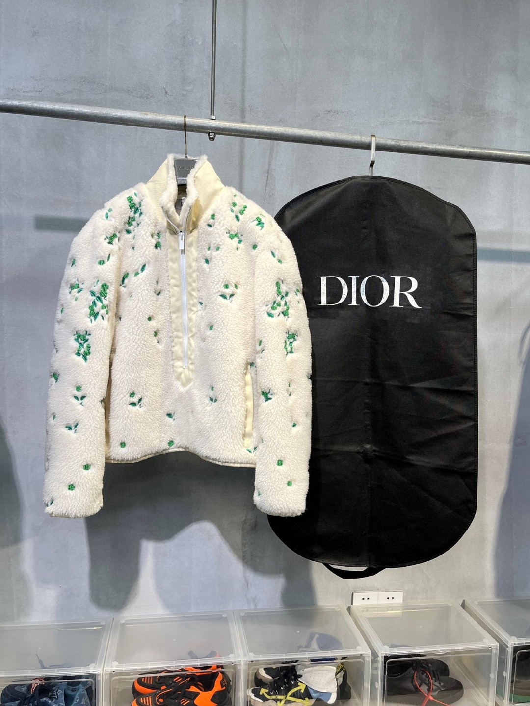 高定系列 Dior 迪奥 植物花卉半拉链立领夹克 卫衣 外套 长袖 保暖 米色