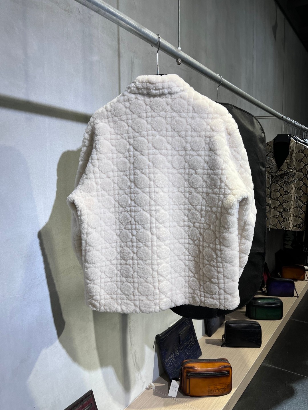 高定系列 Dior 迪奥 菱格缝线羊毛 外套 长袖 保暖 米白色