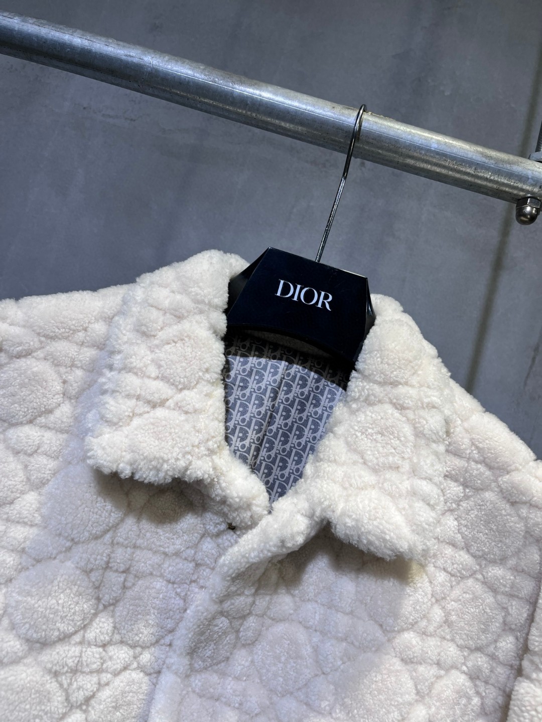 高定系列 Dior 迪奥 菱格缝线羊毛 外套 长袖 保暖 米白色