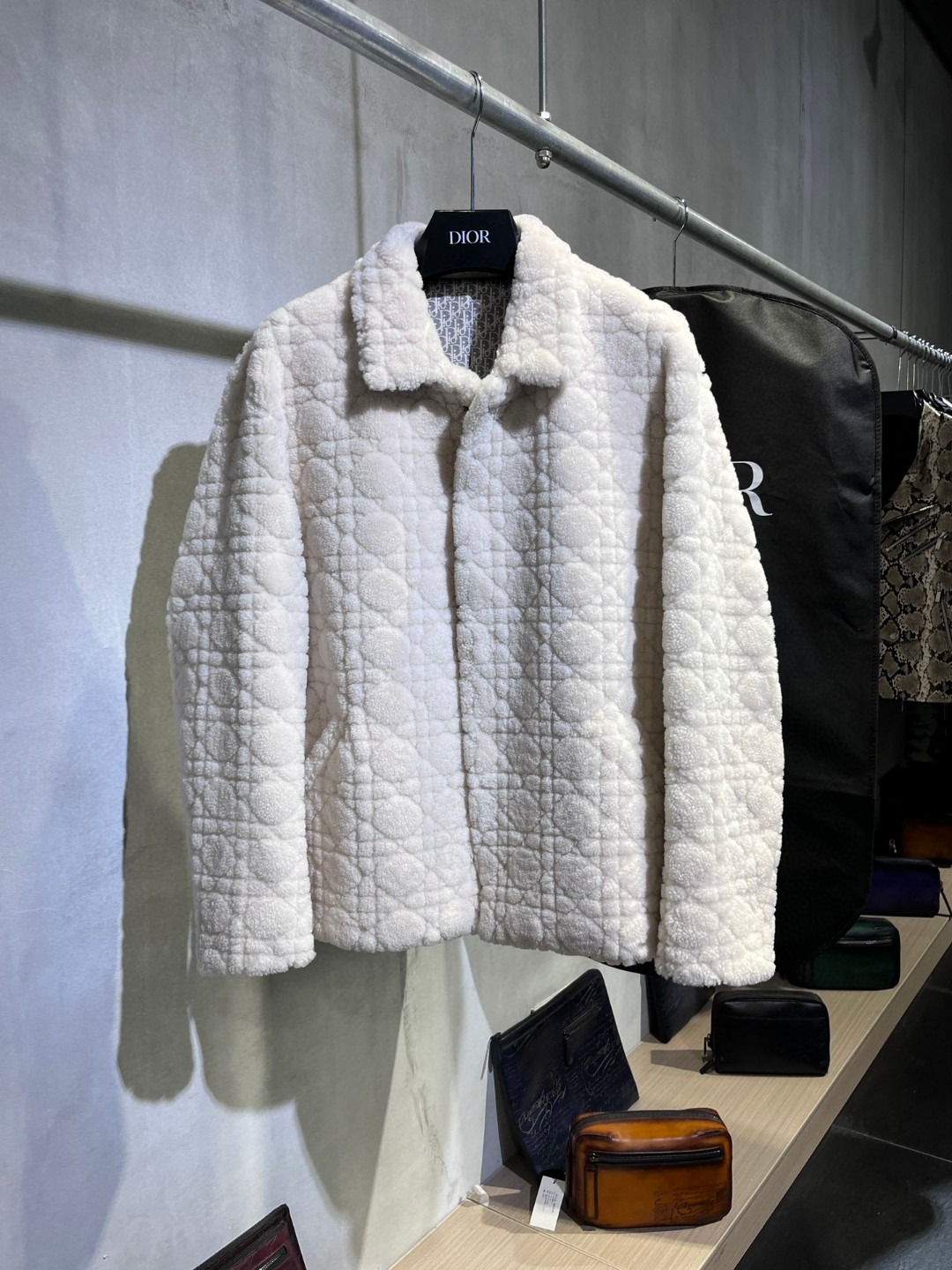 高定系列 Dior 迪奥 菱格缝线羊毛 外套 长袖 保暖 米白色