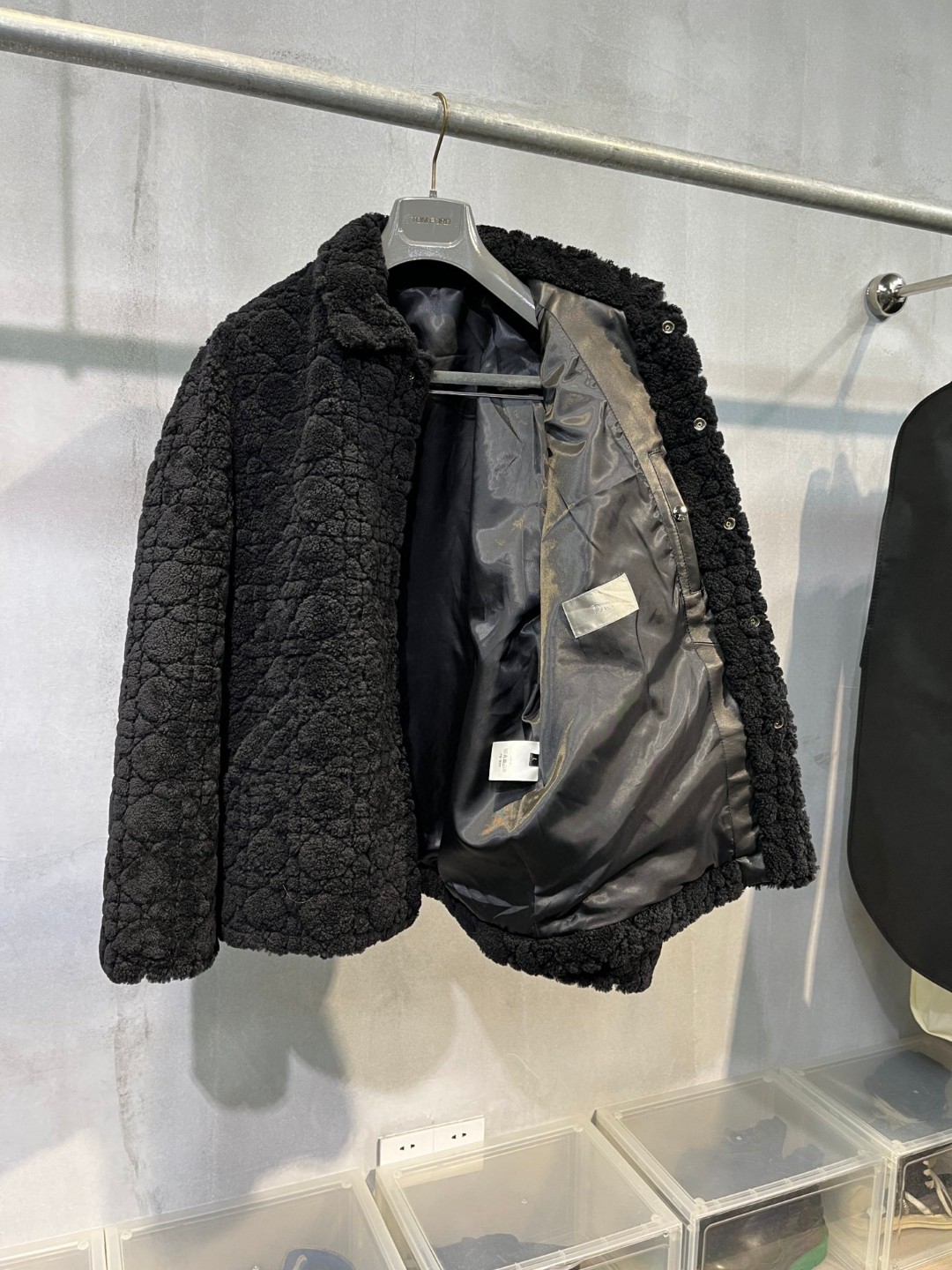 高定系列 Dior 迪奥 菱格缝线羊毛 外套 长袖 保暖 黑色