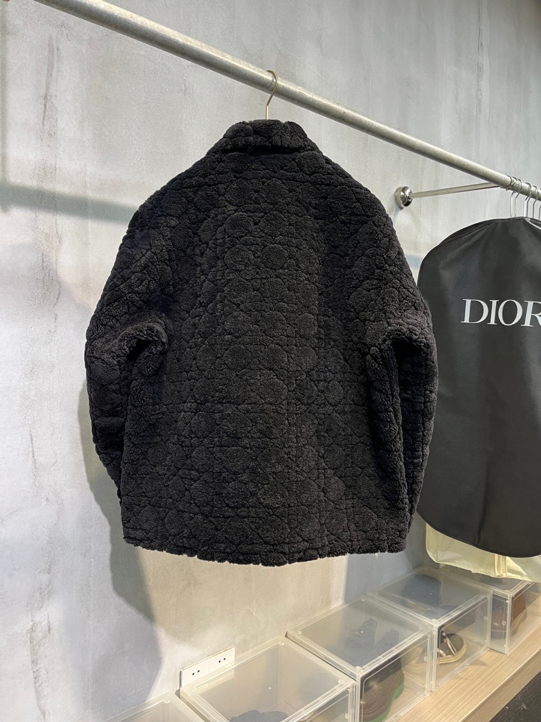 高定系列 Dior 迪奥 菱格缝线羊毛 外套 长袖 保暖 黑色