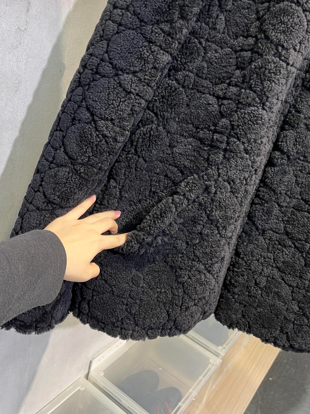高定系列 Dior 迪奥 菱格缝线羊毛 外套 长袖 保暖 黑色