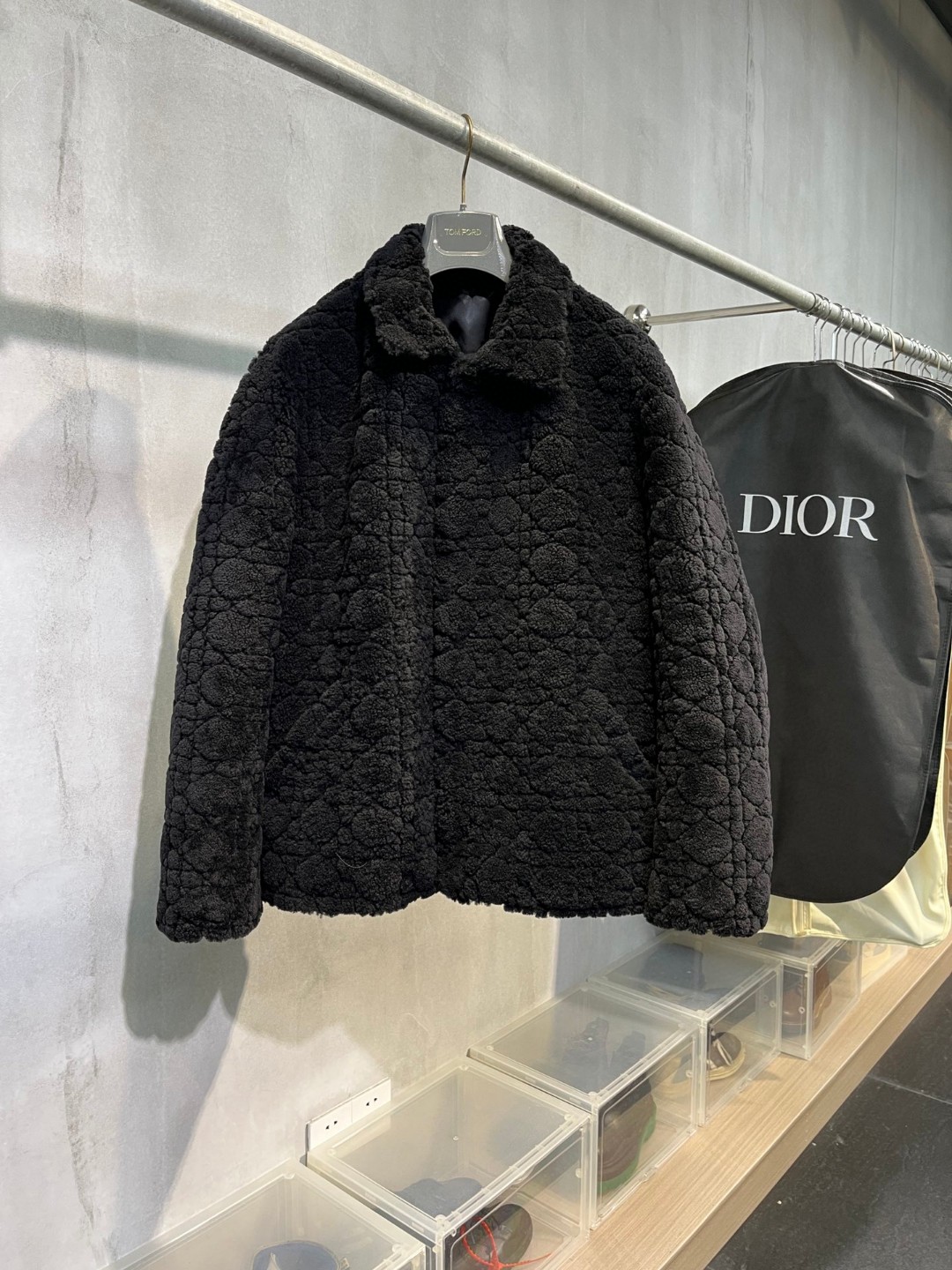 高定系列 Dior 迪奥 菱格缝线羊毛 外套 长袖 保暖 黑色
