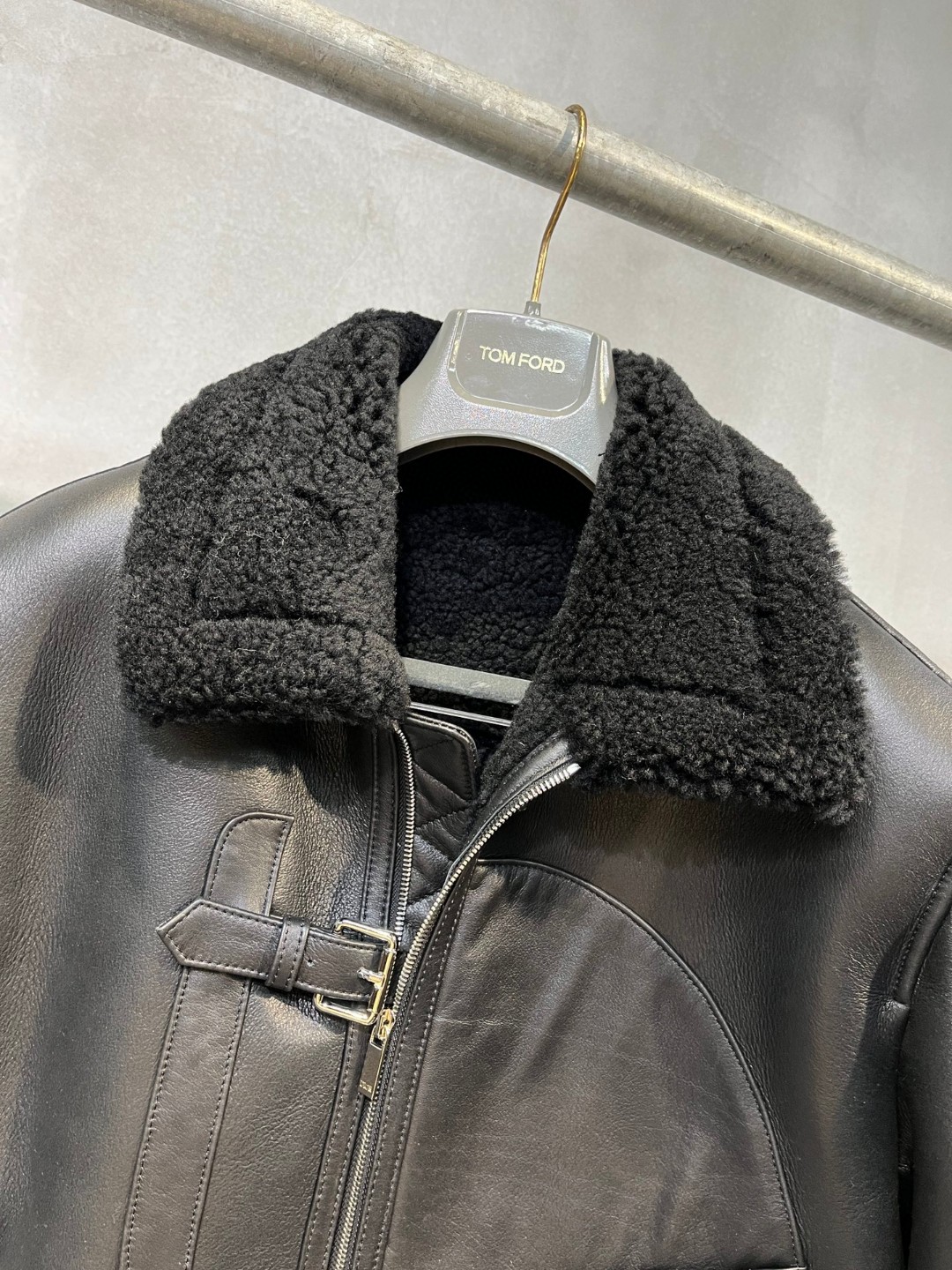 高定系列 Dior 迪奥 摇粒绒拼皮面拉链夹克 外套 长袖 保暖 黑色