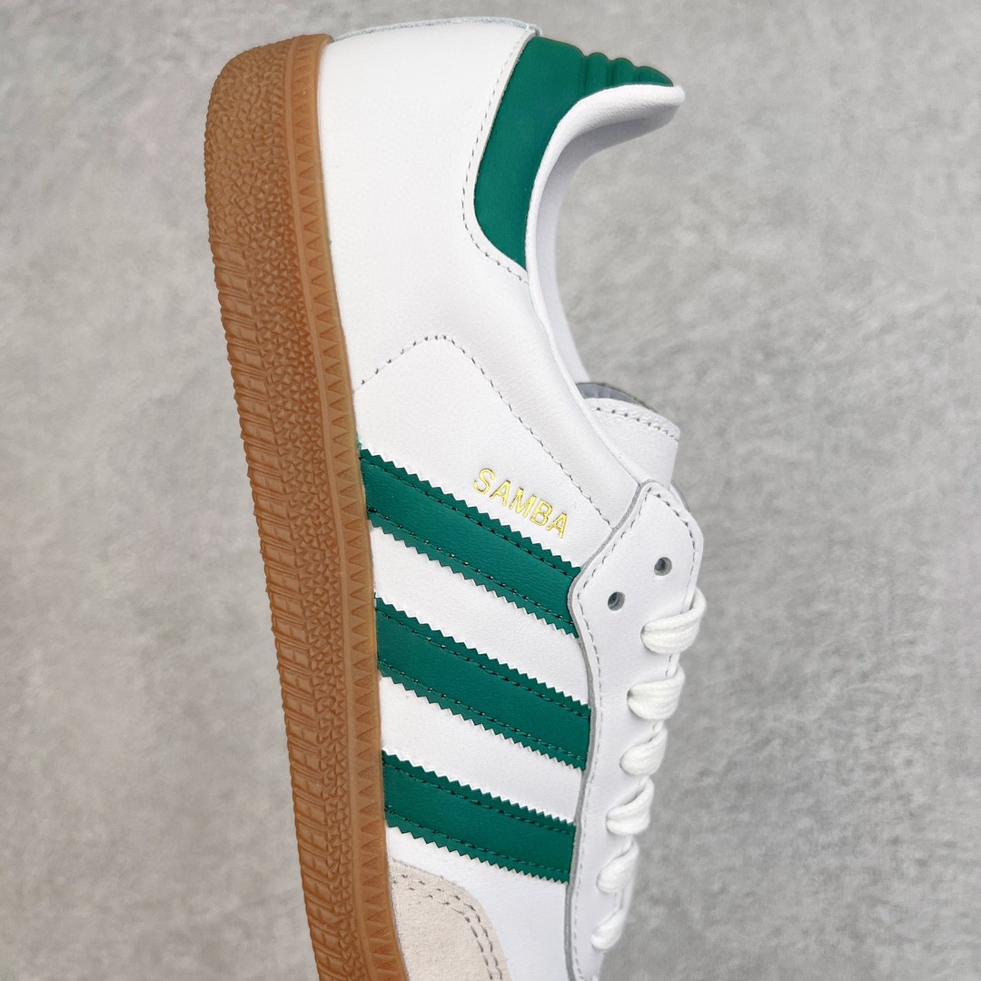 vt头层皮 Adidas Originals Samba OG  低筒 复古板鞋 休闲鞋 男鞋 女鞋 白绿 HQ7036