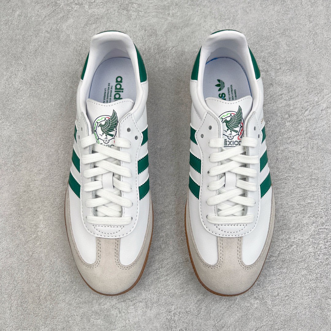 vt头层皮 Adidas Originals Samba OG  低筒 复古板鞋 休闲鞋 男鞋 女鞋 白绿 HQ7036