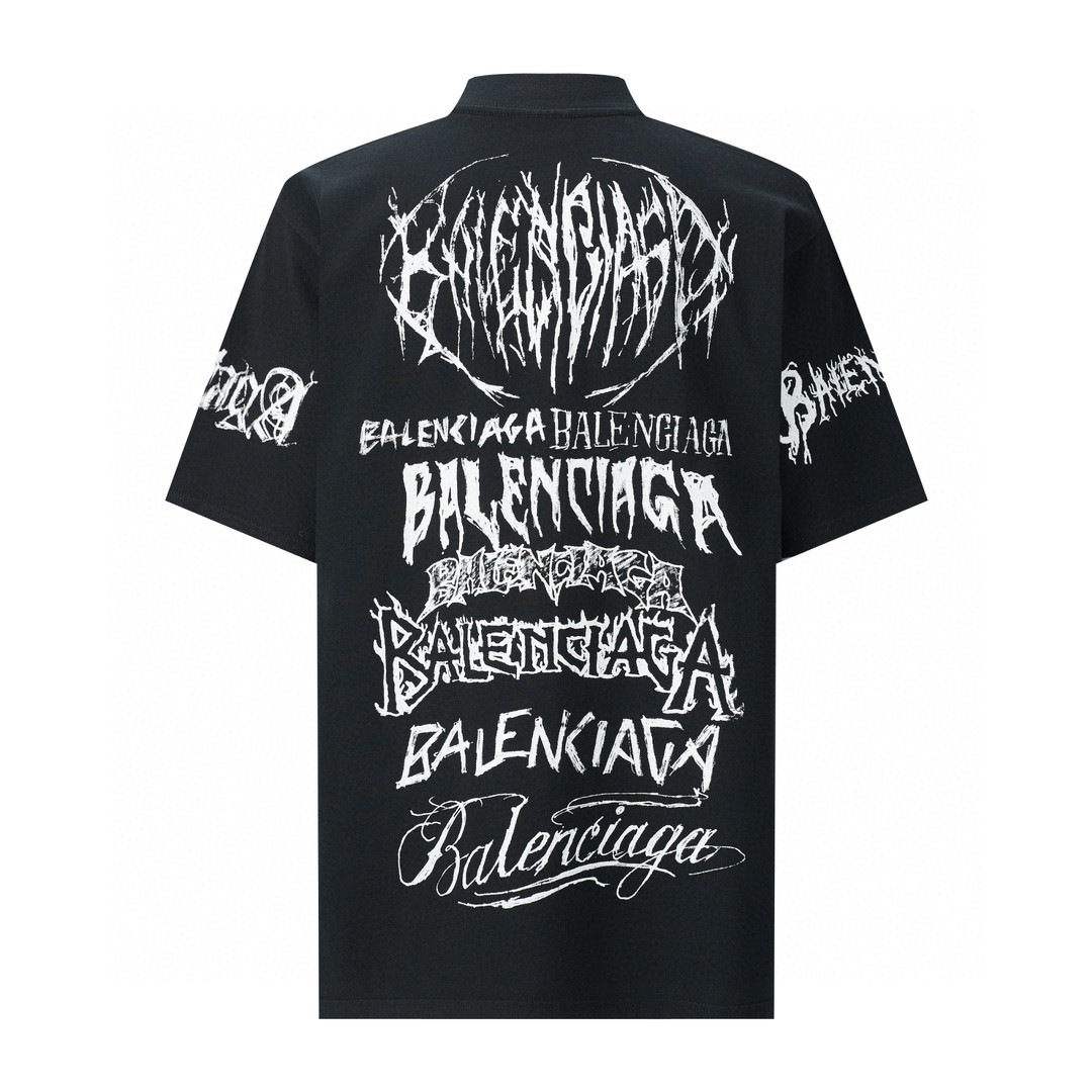 Balenciaga 巴黎世家 New Year 新年系列 字母印花 短袖 T恤 圆领 夏季 黑色 641675TPVO31569