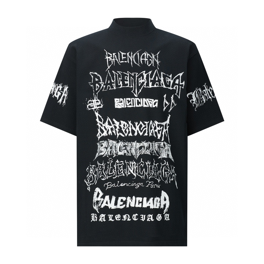 Balenciaga 巴黎世家 New Year 新年系列 字母印花 短袖 T恤 圆领 夏季 黑色 641675TPVO31569