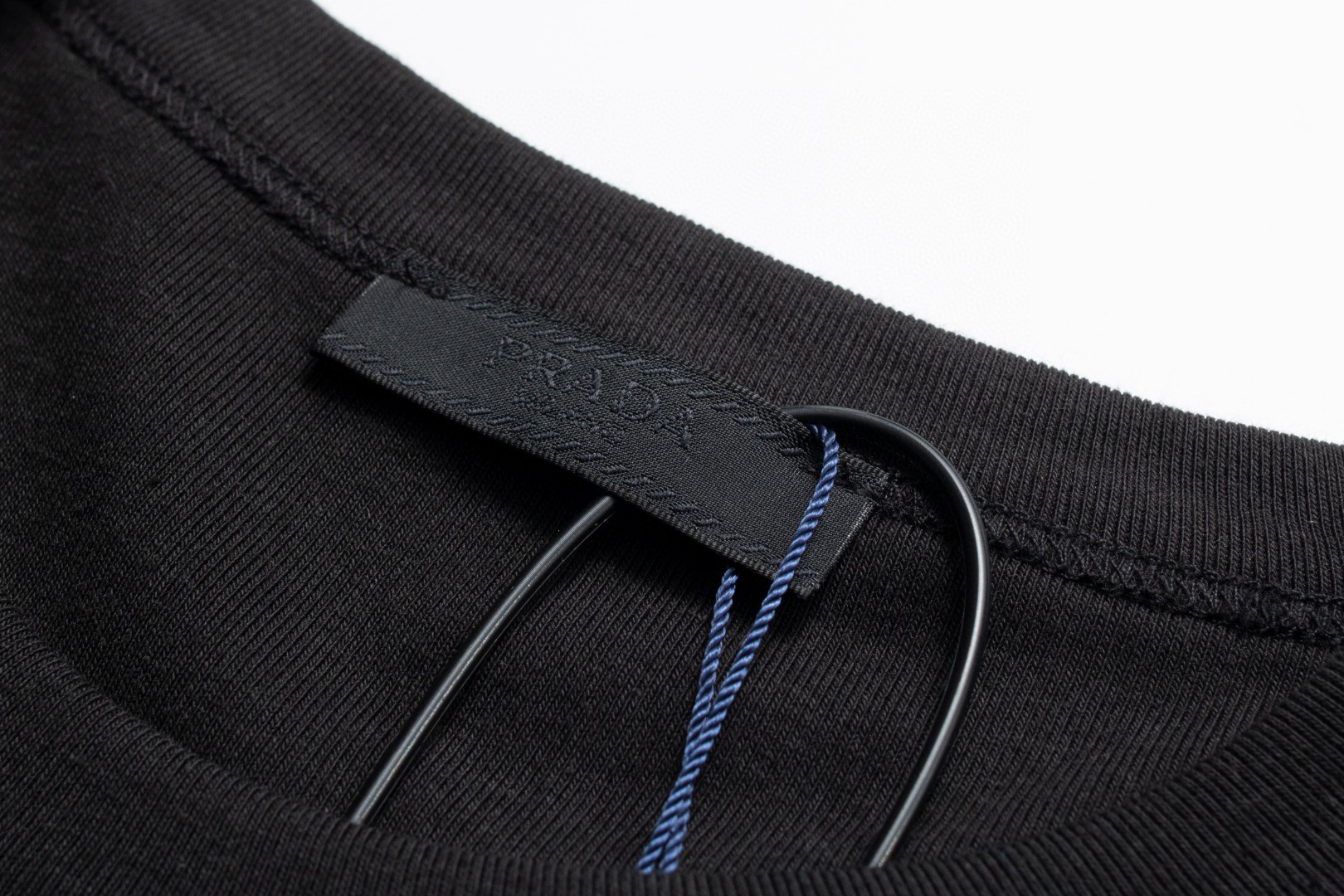 PRADA 普拉达 纯色徽标圆领 短袖 T恤 男女同款 黑色 UJN824-11ZM-F0002-S-222