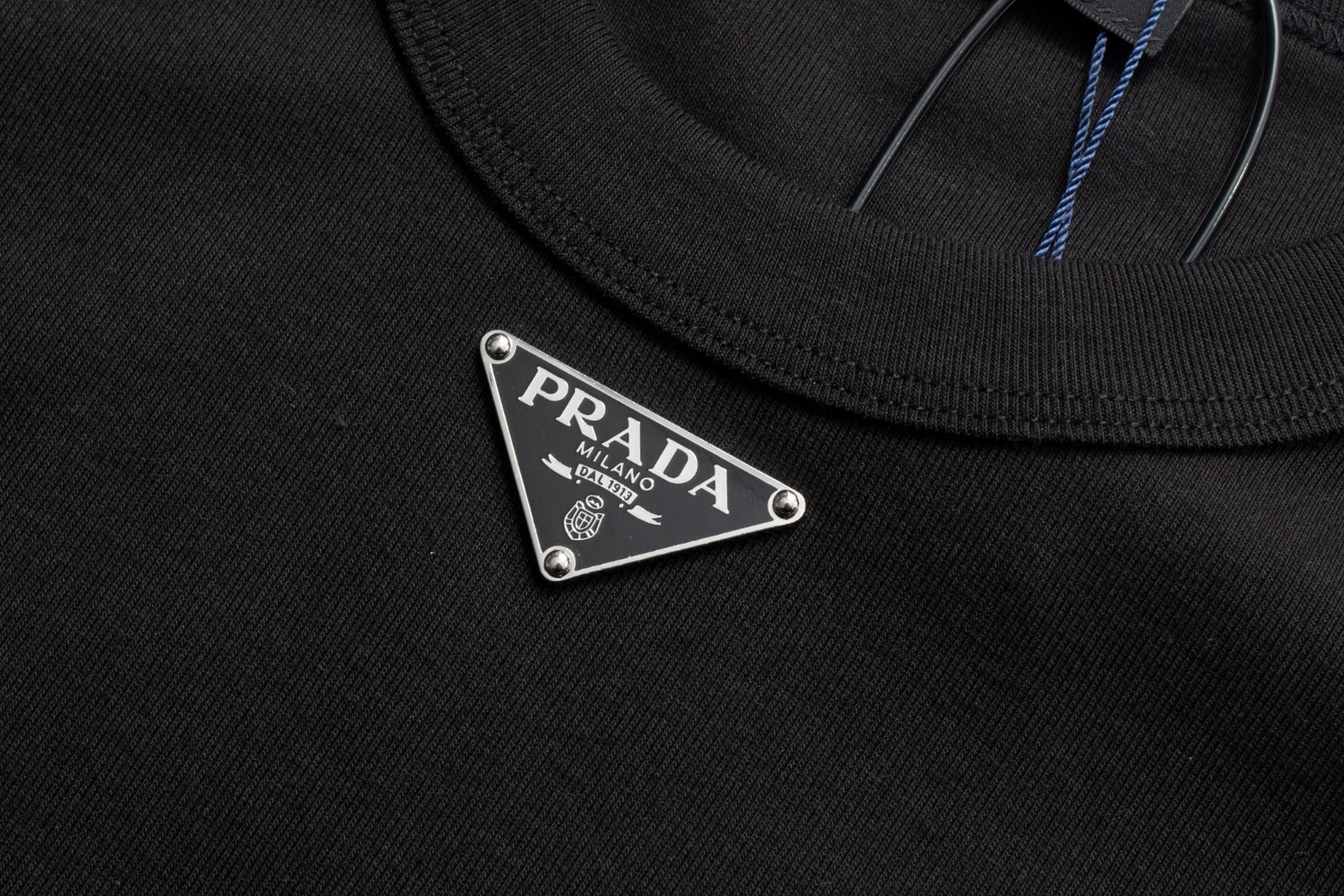 PRADA 普拉达 纯色徽标圆领 短袖 T恤 男女同款 黑色 UJN824-11ZM-F0002-S-222