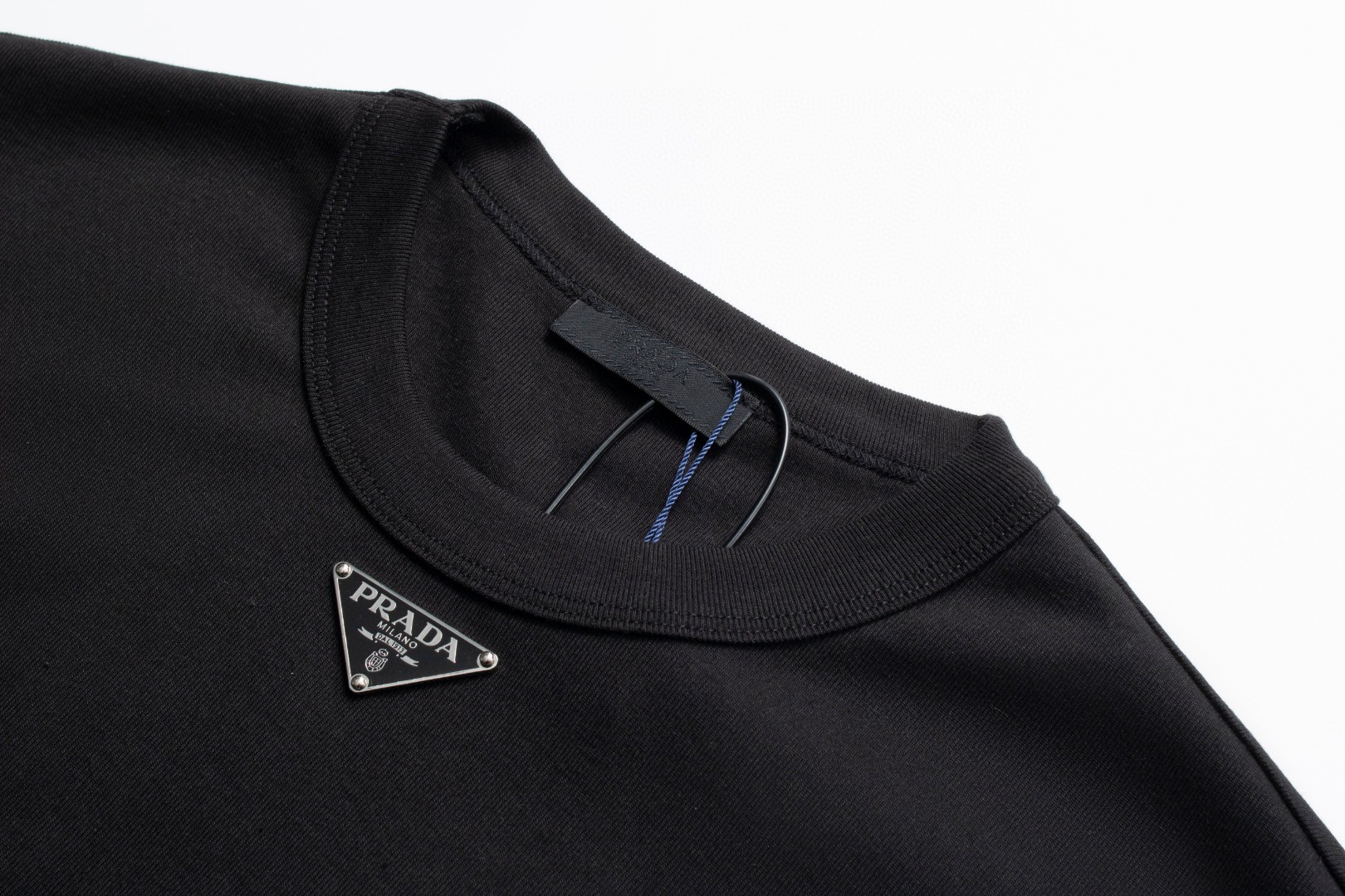 PRADA 普拉达 纯色徽标圆领 短袖 T恤 男女同款 黑色 UJN824-11ZM-F0002-S-222