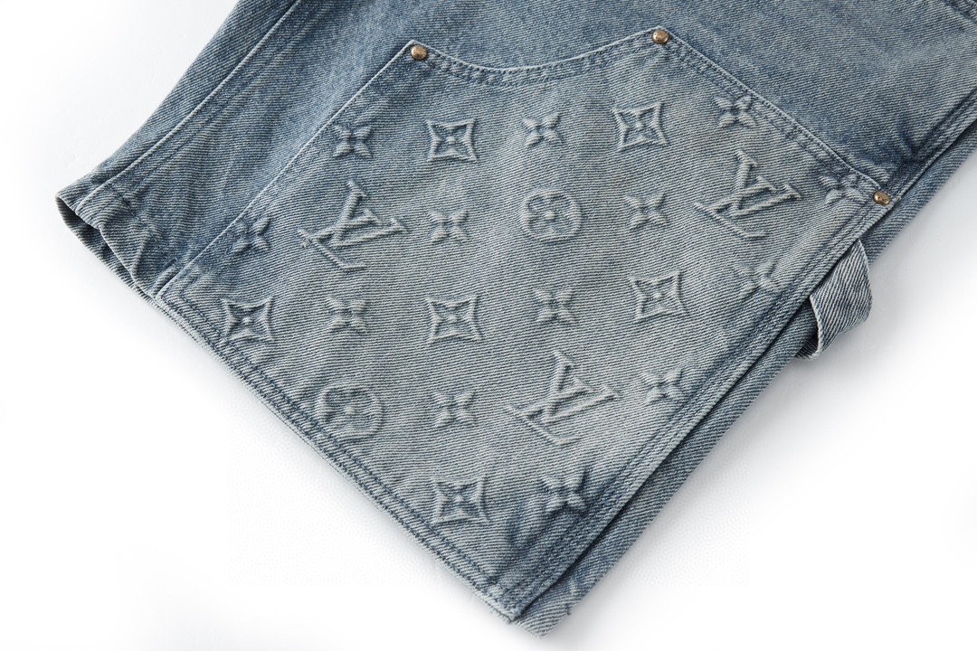 LOUIS VUITTON 压花浮雕 牛仔短裤 牛仔裤 短裤 五分裤 蓝色