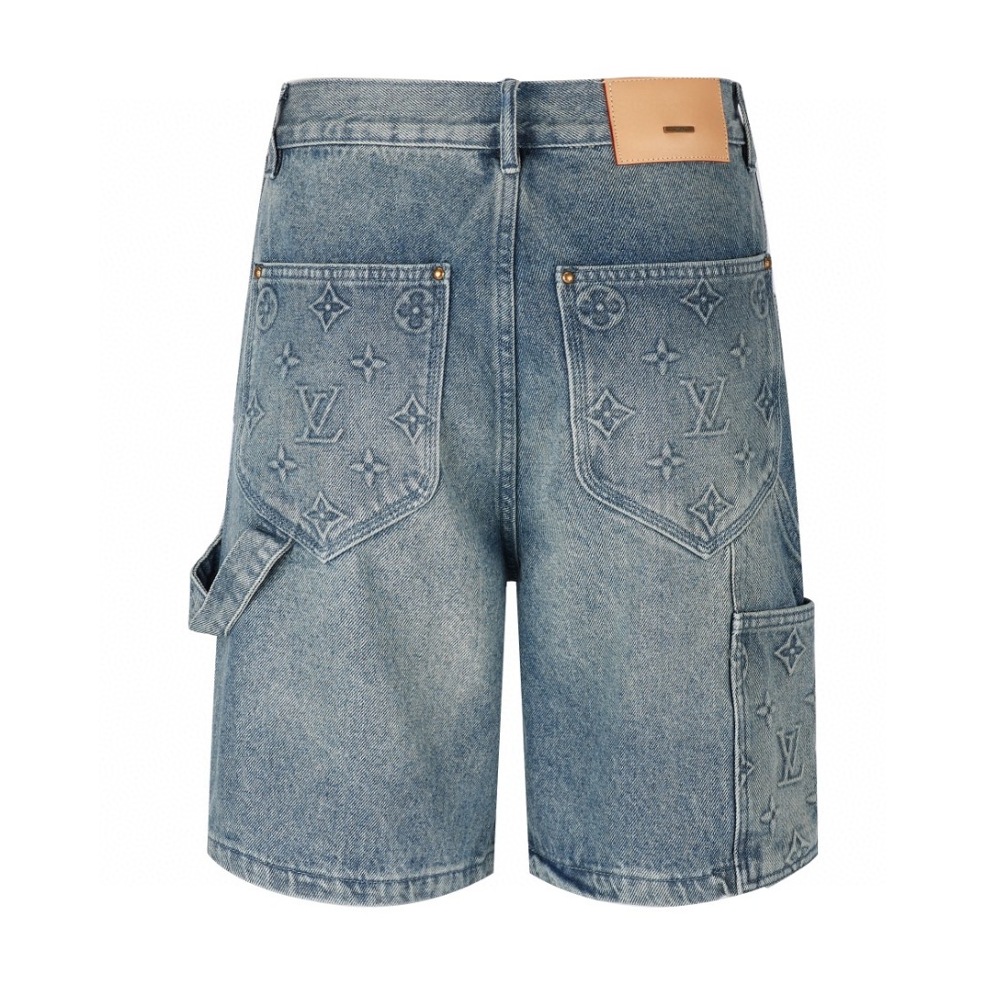 LOUIS VUITTON 压花浮雕 牛仔短裤 牛仔裤 短裤 五分裤 蓝色