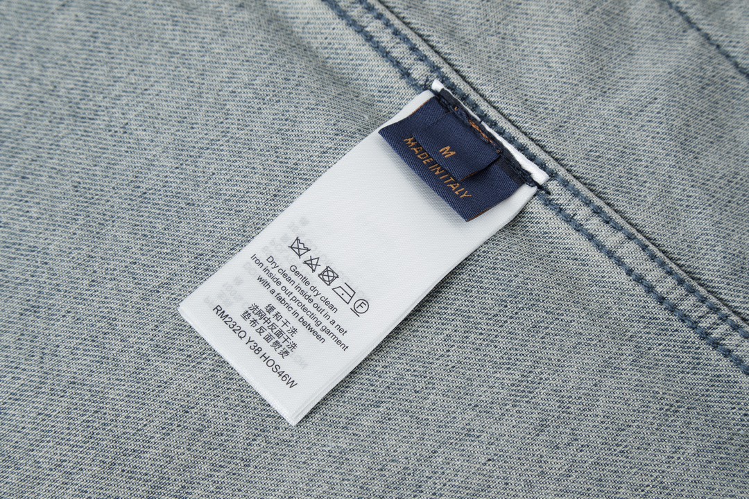 LOUIS VUITTON 路易威登 压花浮雕 半袖 牛仔衬衫 短袖 牛仔衣 蓝色 