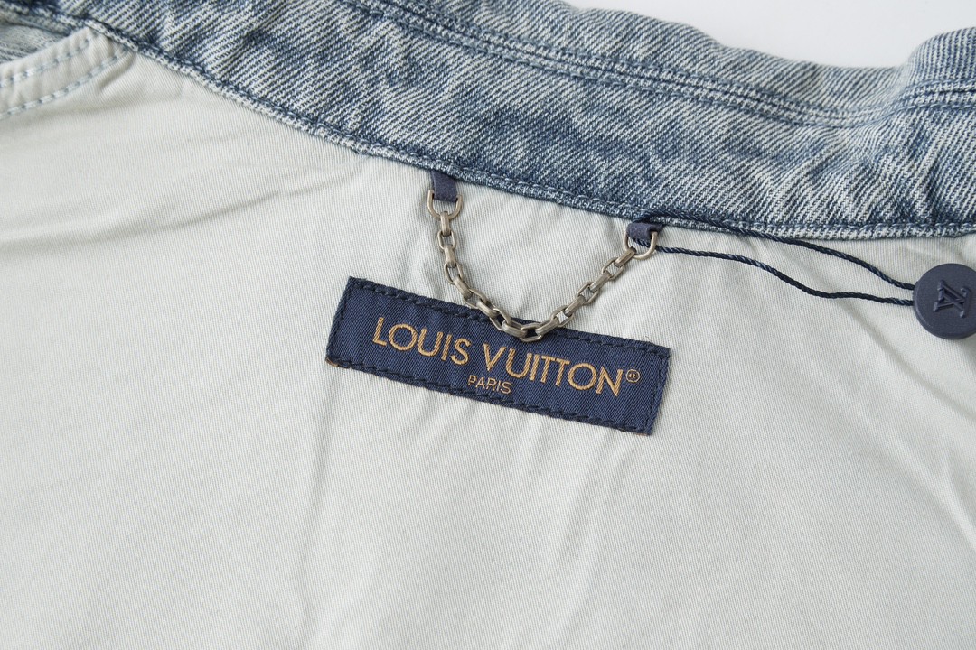 LOUIS VUITTON 路易威登 压花浮雕 半袖 牛仔衬衫 短袖 牛仔衣 蓝色 