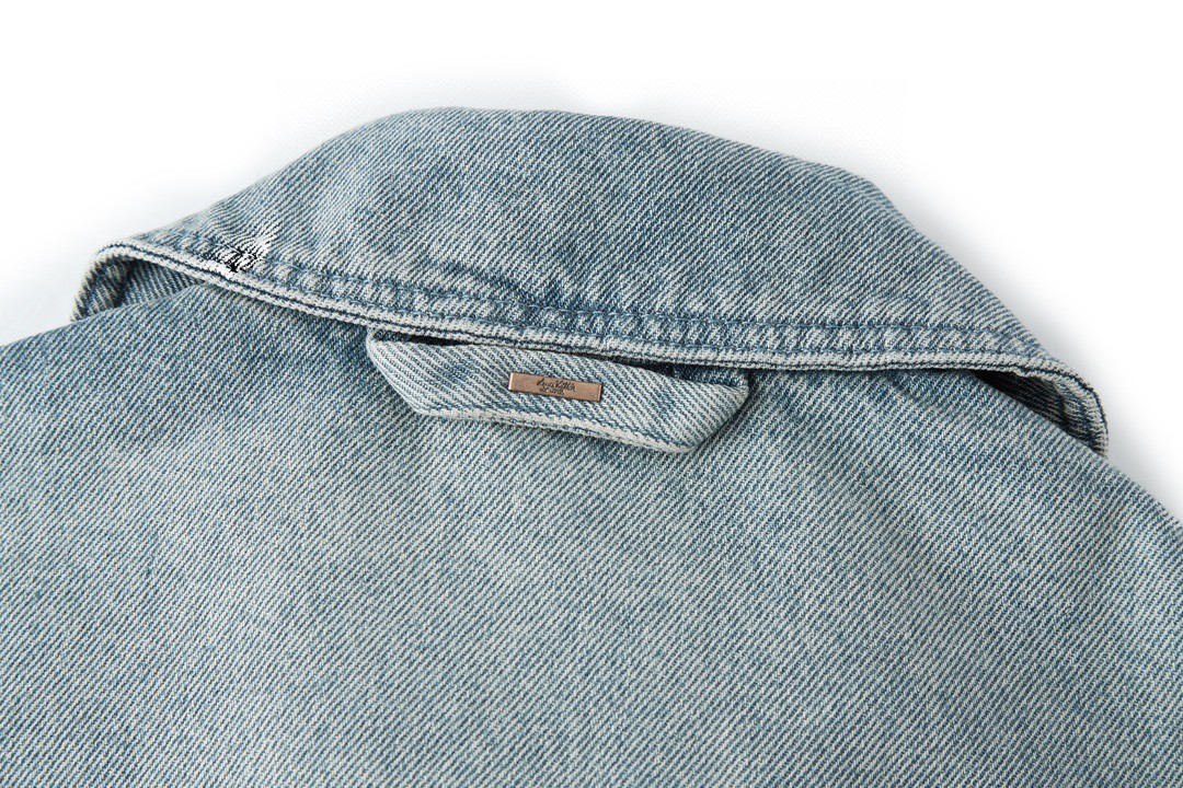 LOUIS VUITTON 路易威登 压花浮雕 半袖 牛仔衬衫 短袖 牛仔衣 蓝色 