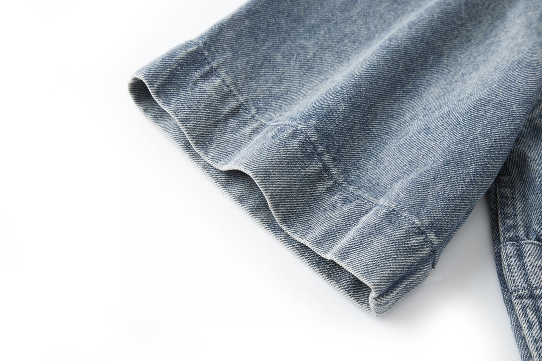 LOUIS VUITTON 路易威登 压花浮雕 半袖 牛仔衬衫 短袖 牛仔衣 蓝色 