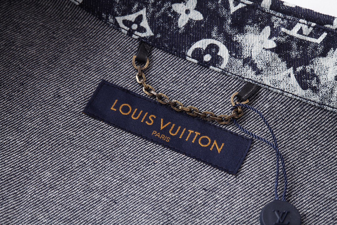 LOUIS VUITTON 路易威登 扎染老花 半袖 牛仔衬衫 短袖 牛仔衣 蓝色 1A8HGH