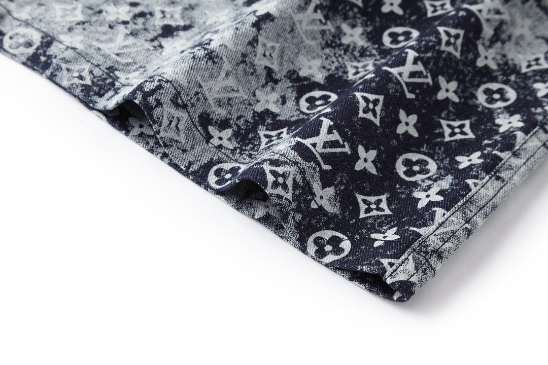LOUIS VUITTON 路易威登 扎染老花 半袖 牛仔衬衫 短袖 牛仔衣 蓝色 1A8HGH