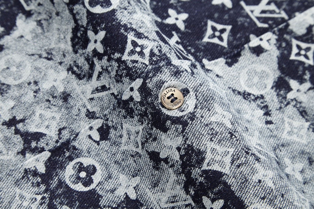 LOUIS VUITTON 路易威登 扎染老花 半袖 牛仔衬衫 短袖 牛仔衣 蓝色 1A8HGH