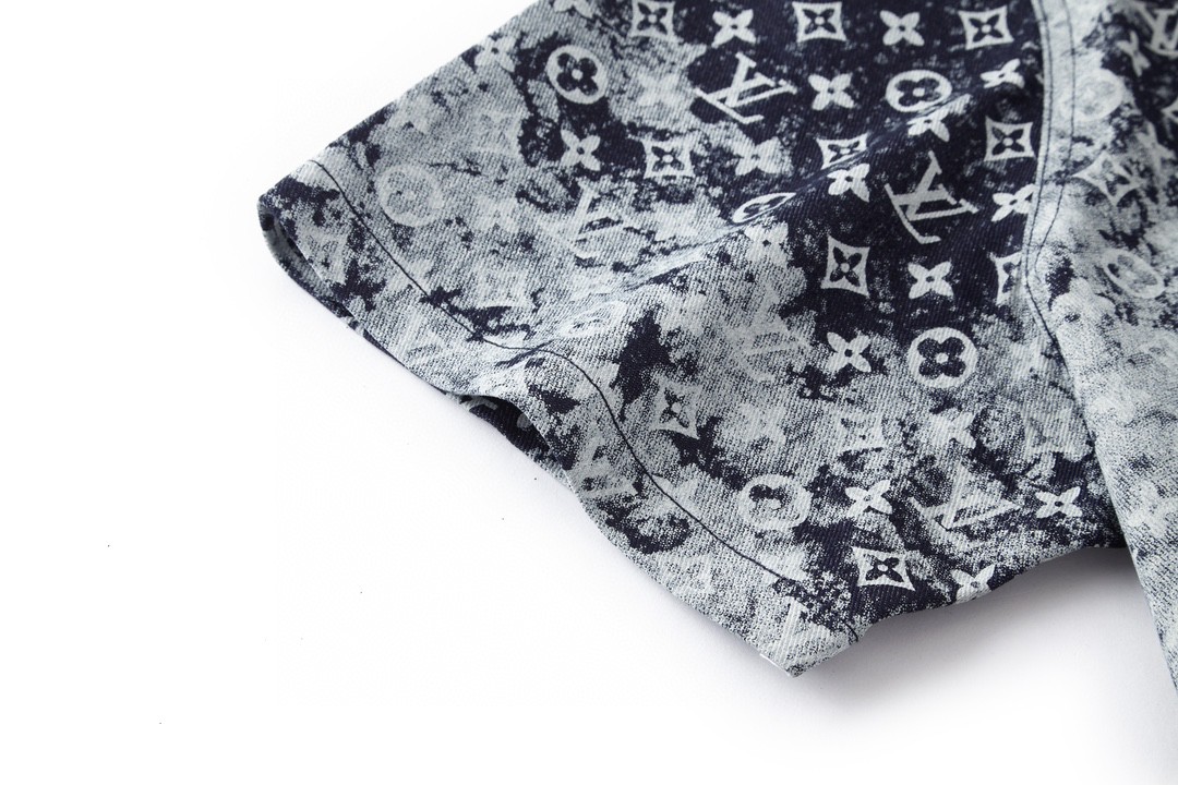 LOUIS VUITTON 路易威登 扎染老花 半袖 牛仔衬衫 短袖 牛仔衣 蓝色 1A8HGH