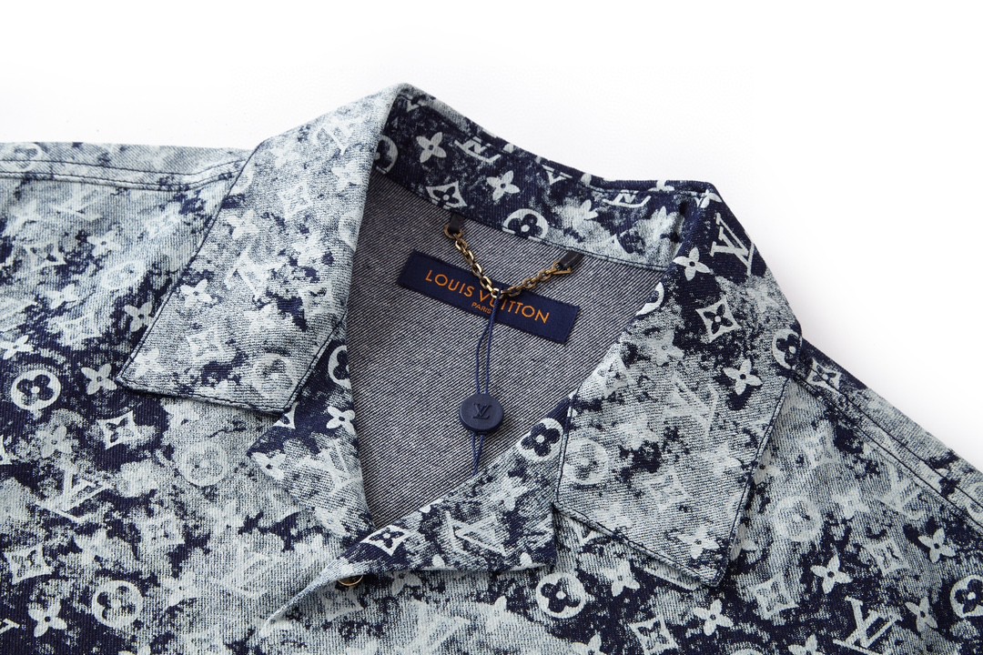 LOUIS VUITTON 路易威登 扎染老花 半袖 牛仔衬衫 短袖 牛仔衣 蓝色 1A8HGH