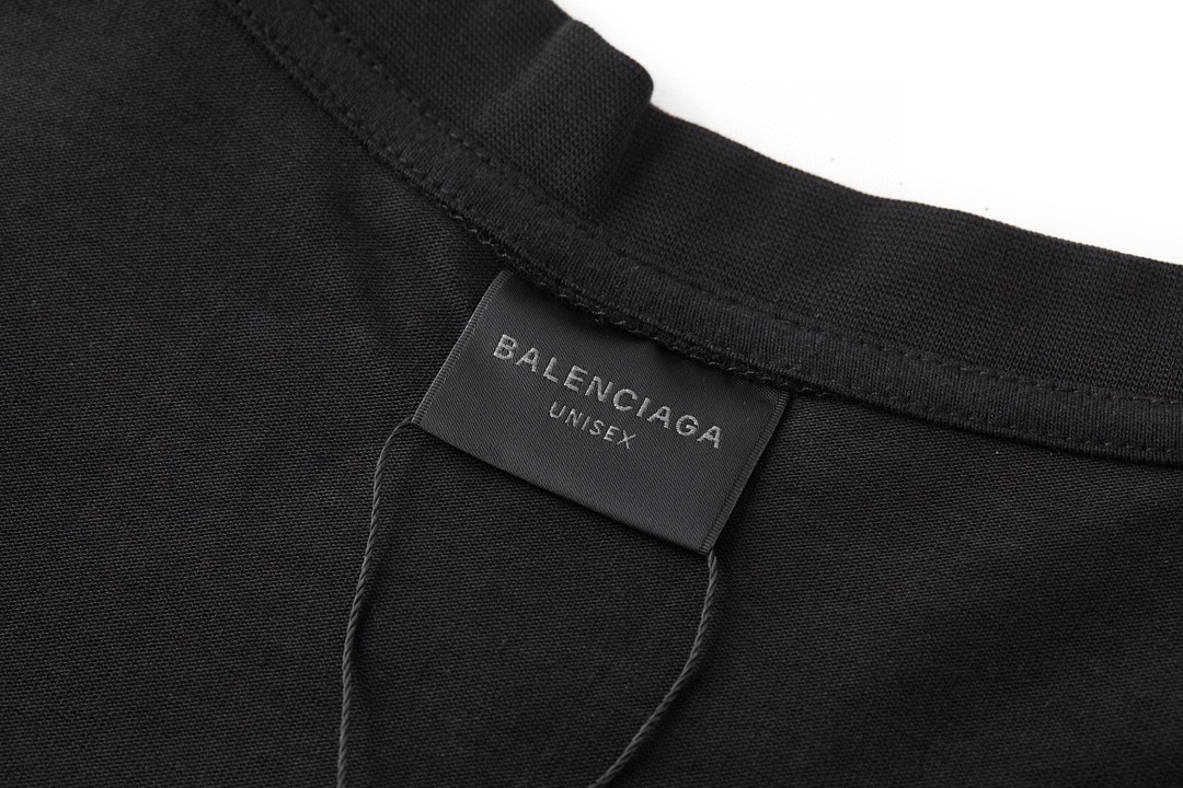 Balenciaga 巴黎世家 梵文字母Logo印花 圆领 短袖 T恤 夏季 黑色 744439TOVE11055