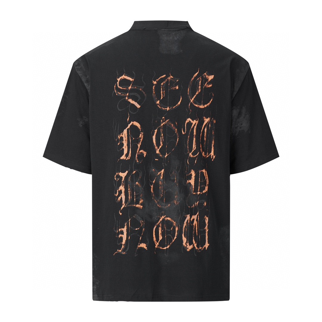 Balenciaga 巴黎世家 梵文字母Logo印花 圆领 短袖 T恤 夏季 黑色 744439TOVE11055