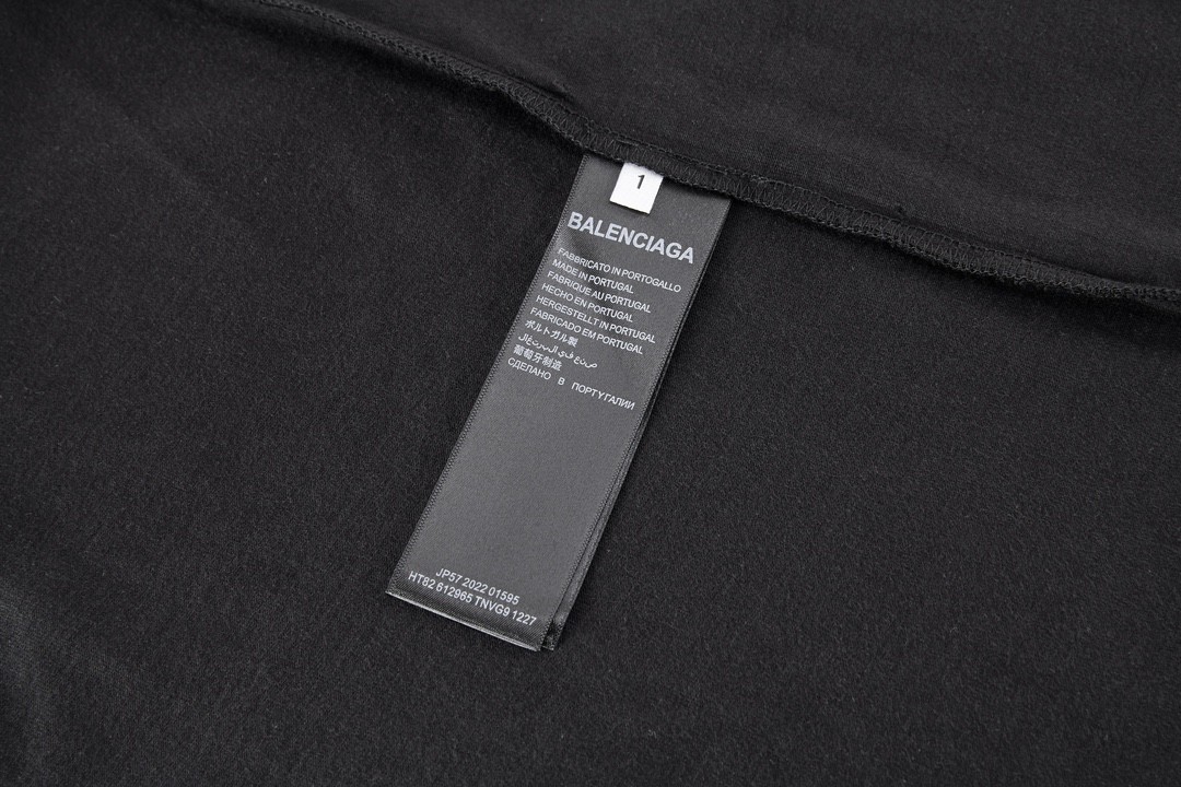 Balenciaga 巴黎世家 双B泥染字母Logo印花 圆领 短袖 T恤 夏季 黑色 739028TOVN81055