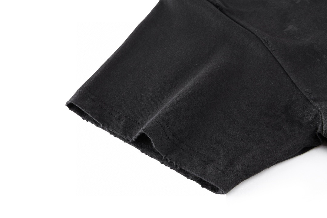 Balenciaga 巴黎世家 双B泥染字母Logo印花 圆领 短袖 T恤 夏季 黑色 739028TOVN81055