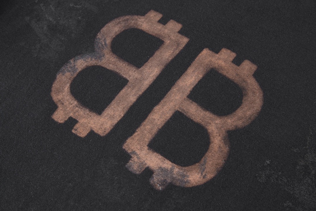 Balenciaga 巴黎世家 双B泥染字母Logo印花 圆领 短袖 T恤 夏季 黑色 739028TOVN81055