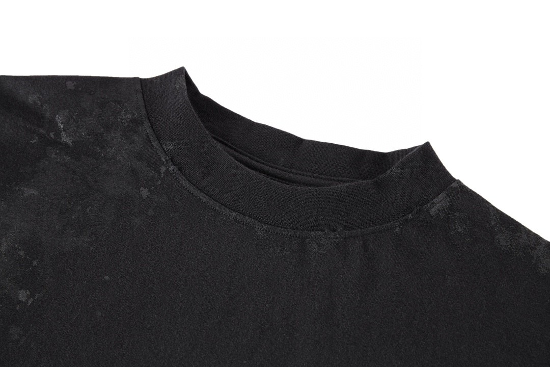 Balenciaga 巴黎世家 双B泥染字母Logo印花 圆领 短袖 T恤 夏季 黑色 739028TOVN81055