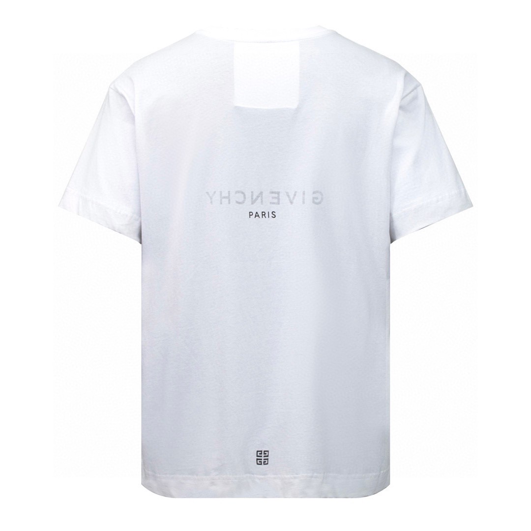 Givenchy 纪梵希 SS21 反向字母Logo印花  T恤 短袖 套头 夏款 白色 BM71653Y6B-100