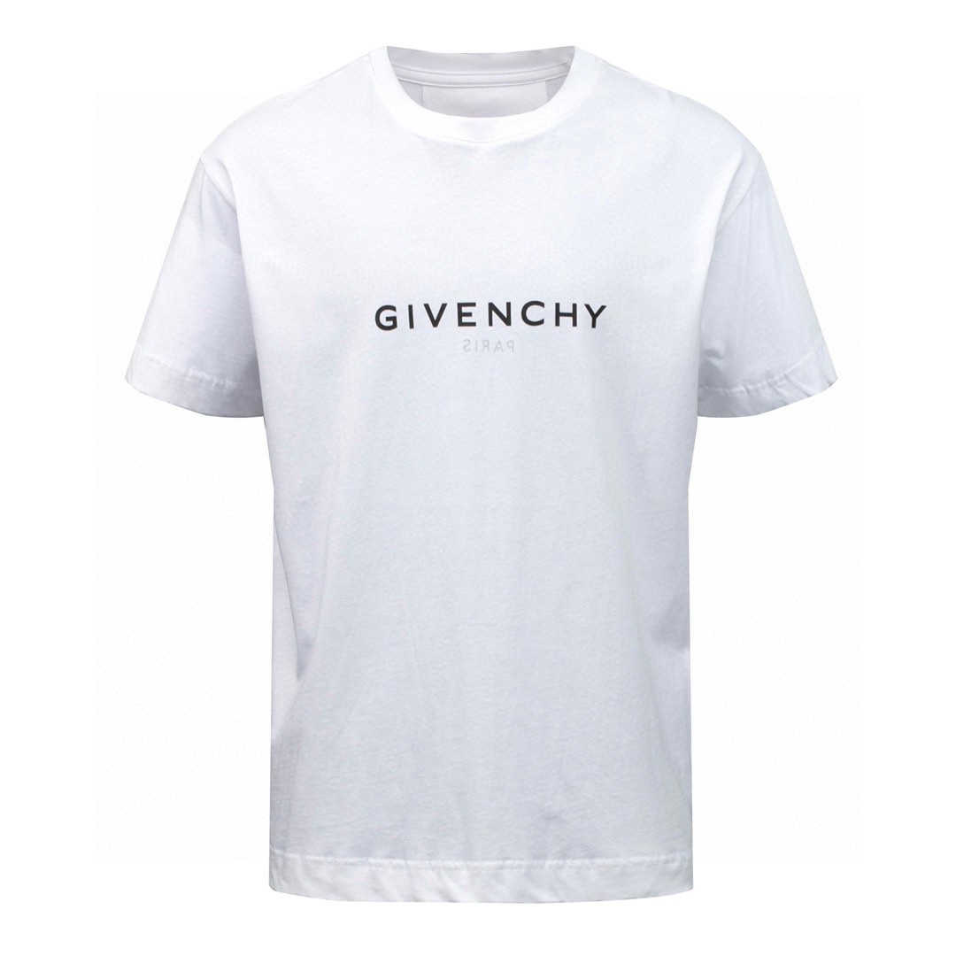 Givenchy 纪梵希 SS21 反向字母Logo印花  T恤 短袖 套头 夏款 白色 BM71653Y6B-100