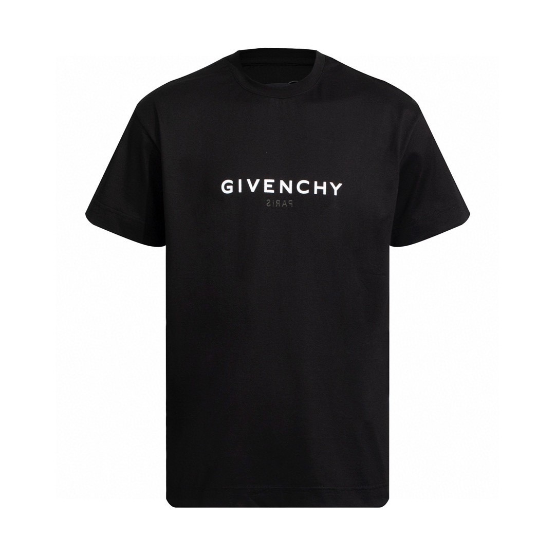 Givenchy 纪梵希 SS21 反向字母Logo印花  T恤 短袖 套头 夏款 黑色 BM71653Y6B-001