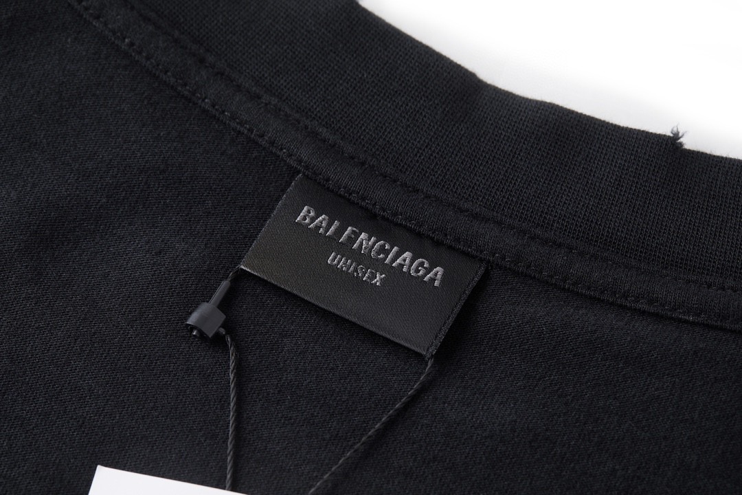 Balenciaga 巴黎世家 倒立巴黎世家夜景 字母Logo印花 圆领 短袖 T恤 夏季 黑色 698811TOVT31055