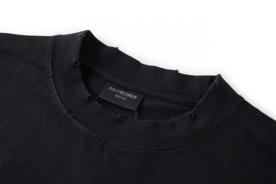 Balenciaga 巴黎世家 倒立巴黎世家夜景 字母Logo印花 圆领 短袖 T恤 夏季 黑色 698811TOVT31055