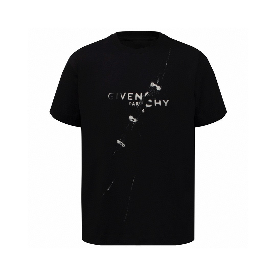 Givenchy 纪梵希 字母视觉陷阱效果 T恤 短袖 套头 夏款 黑色 BM71333Y6B-001