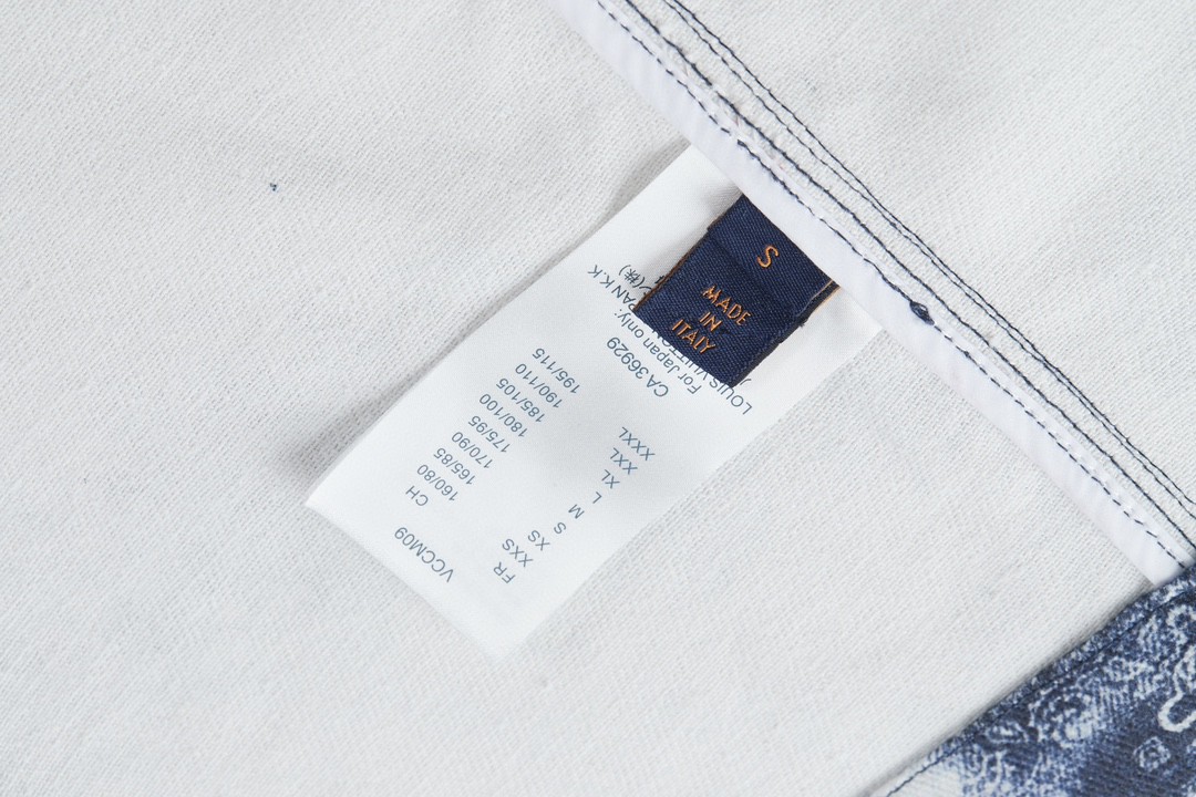 LOUIS VUITTON 路易威登 腰果花扎染 Logo印花 牛仔衬衫 短袖 牛仔衣 蓝色 1AA55U
