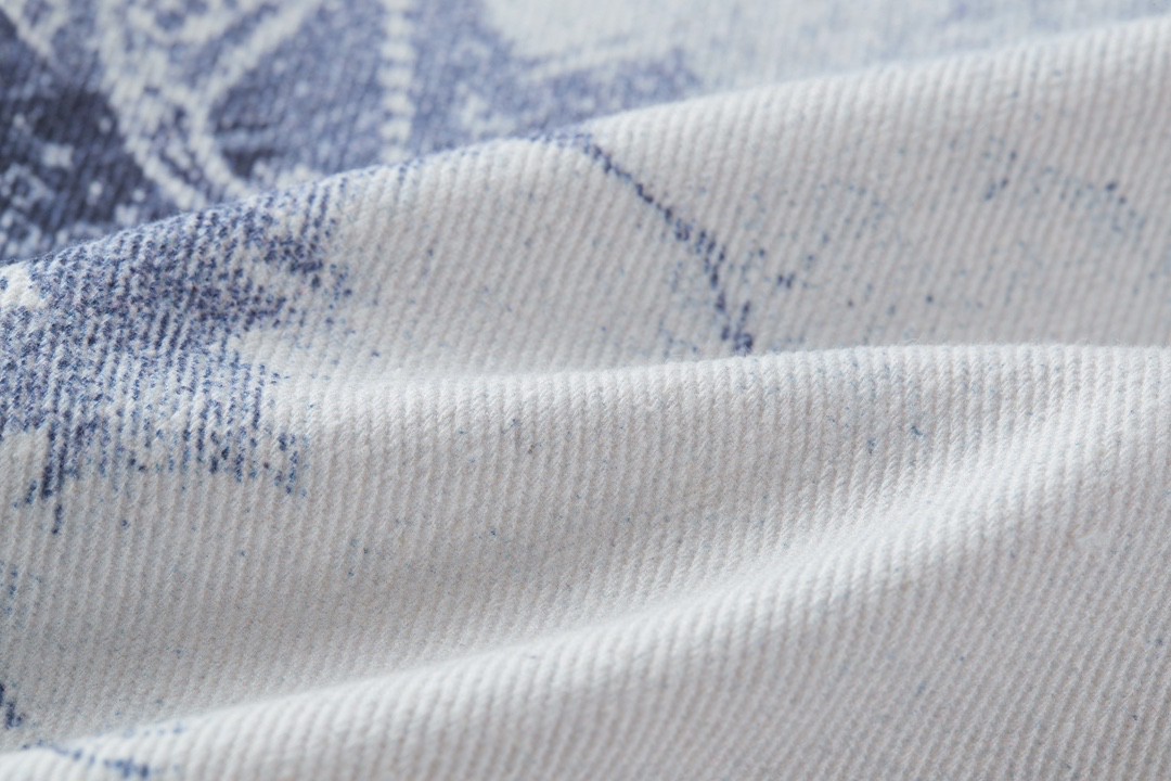 LOUIS VUITTON 路易威登 腰果花扎染 Logo印花 牛仔衬衫 短袖 牛仔衣 蓝色 1AA55U