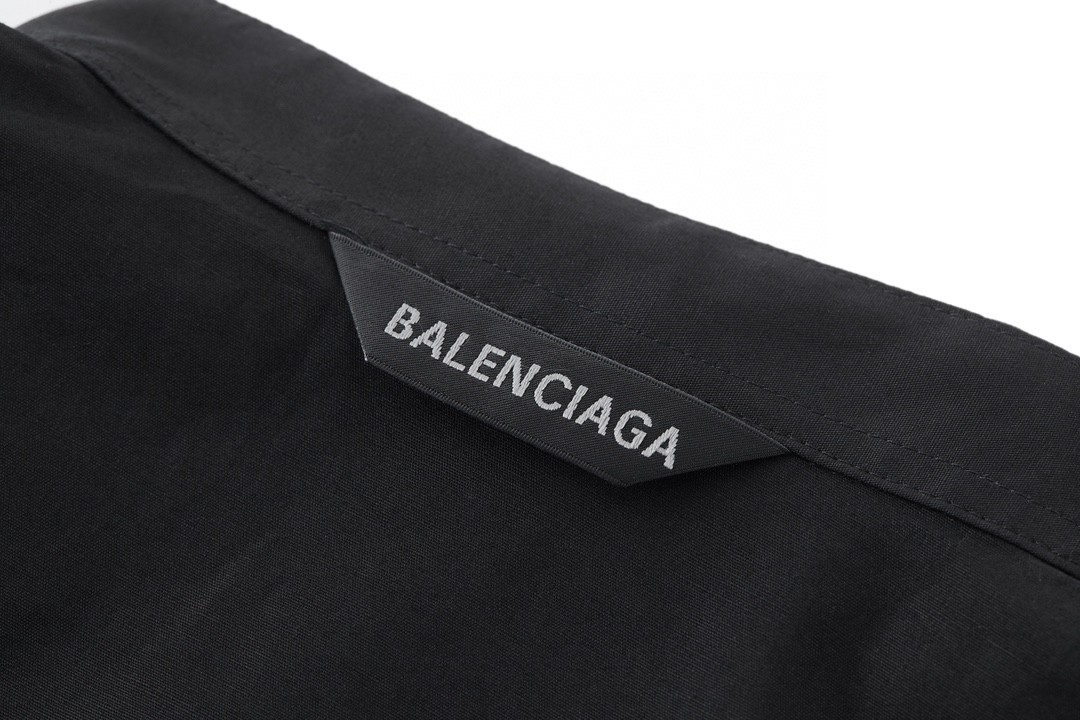 Balenciaga 巴黎世家 后背字母logo黄色胶带印花 衬衫 长袖 秋冬 黑色