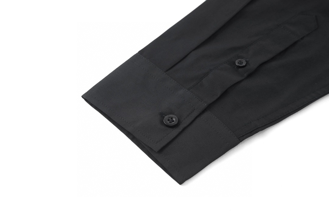 Balenciaga 巴黎世家 后背字母logo黄色胶带印花 衬衫 长袖 秋冬 黑色