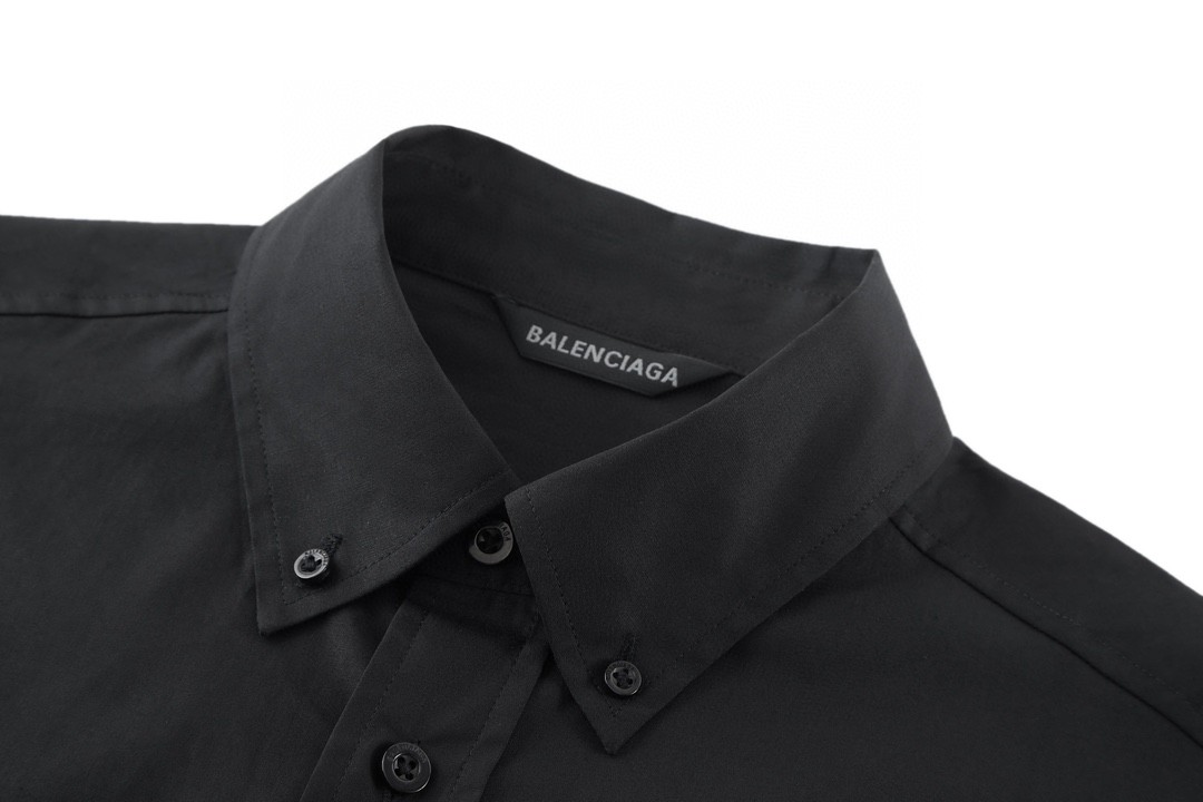 Balenciaga 巴黎世家 后背字母logo黄色胶带印花 衬衫 长袖 秋冬 黑色