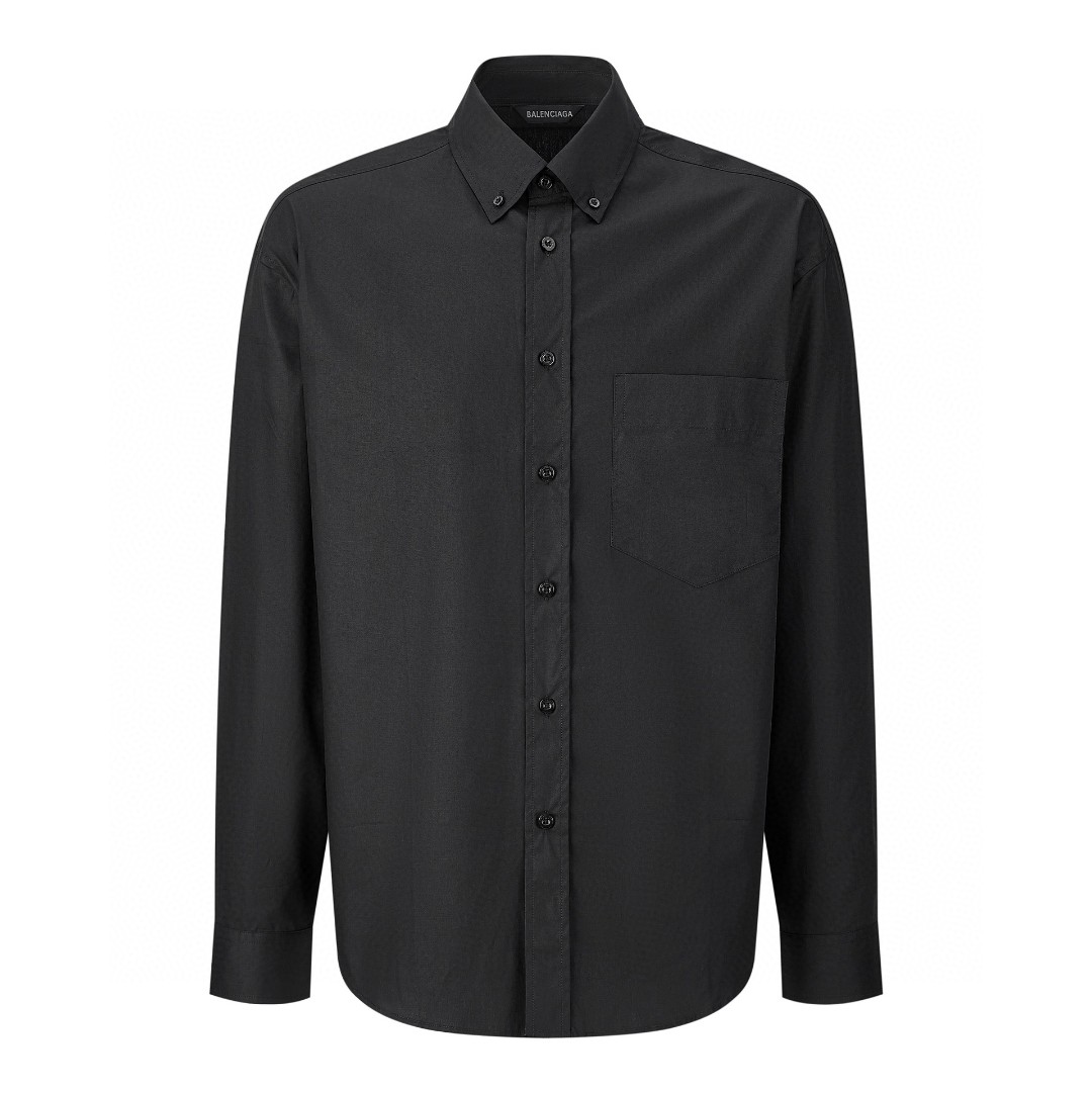 Balenciaga 巴黎世家 后背字母logo黄色胶带印花 衬衫 长袖 秋冬 黑色