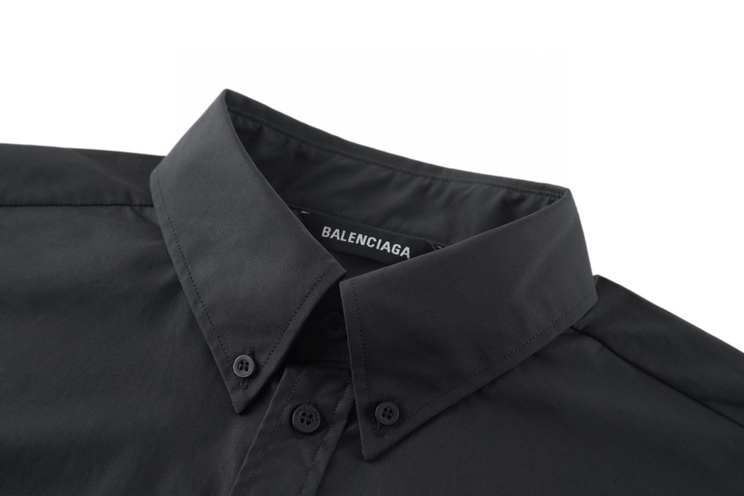Balenciaga 巴黎世家 黄胶带 后背字母logo印花 衬衫 短袖 夏季 黑色 738761TNM601000