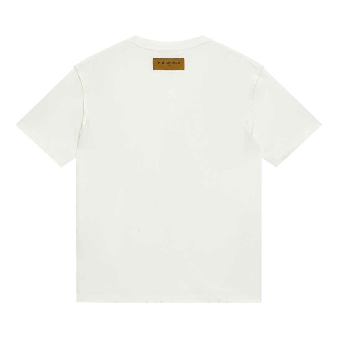 LOUIS VUITTON 路易威登 彩虹字母印花 短袖 圆领 T 恤 上衣 夏款 男女同款 白色 1AB4UR