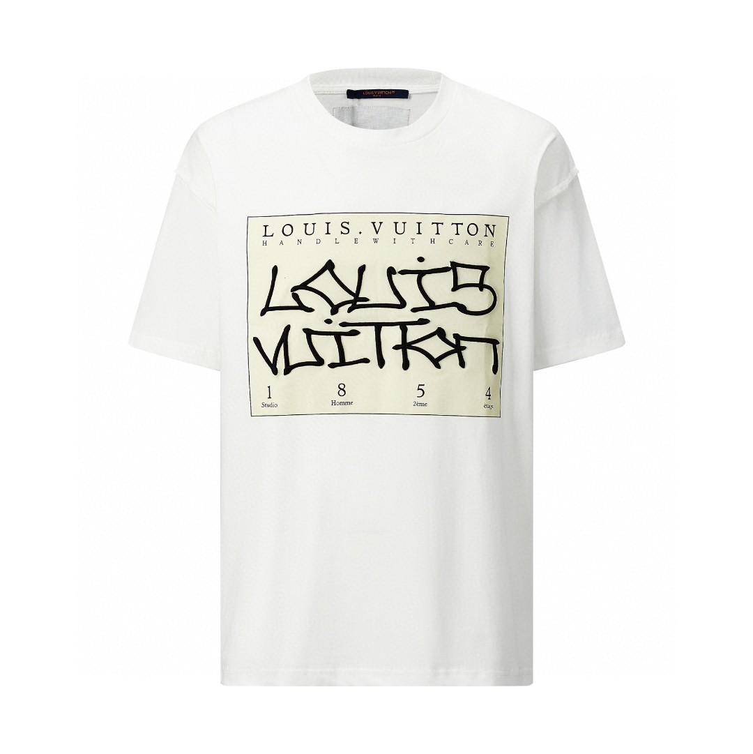 LOUIS VUITTON 路易威登 立体字母logo印花 短袖 圆领 T 恤 上衣 夏款 男女同款 白色 1AAGME
