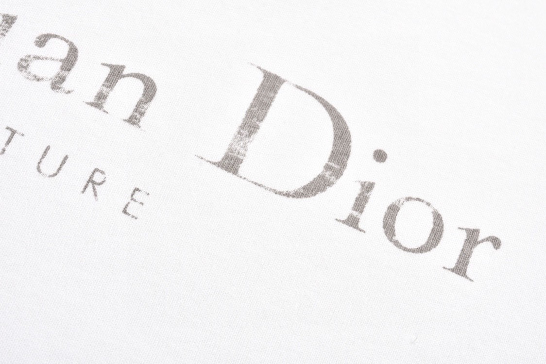 DIOR 迪奥 FW23 Logo字母印花破洞纯色 圆领 T恤 短袖 夏季 男女同款 白色 343J636A0849-C088