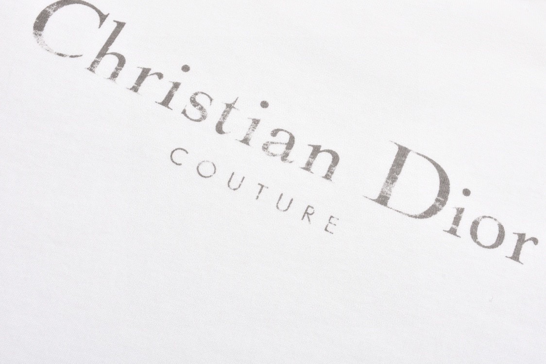 DIOR 迪奥 FW23 Logo字母印花破洞纯色 圆领 T恤 短袖 夏季 男女同款 白色 343J636A0849-C088